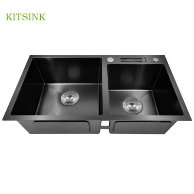 KITSINK Customized 304 Utility  Black Polished Topmount Kitchen Sink