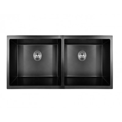 SUS 304 Rectangular Double Bowl Black Handcrafted Kitchen Sink